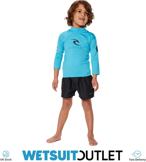 2023 Rip Curl Groms Corps Long Sleeve Rash Vest TN4TRV Blue